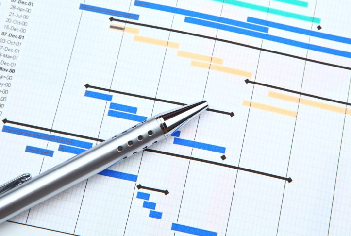 Gantt chart and pen